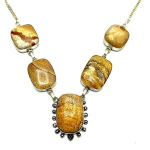 Vintage Navajo Sterling Silver Jasper Pendant Necklace—EUC